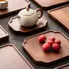 Bandeja de Madera de Nogal para Uso Doméstico, Bandeja de Té de Madera Maciza, Bandeja Rectangular para Sostener Tazas de Té, Bandeja de Almacenamiento, Bandeja de Cena, Bandeja para Snacks, Bandeja de Té