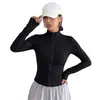 Moda Femenina Transfronteriza Estilo Europeo y Americano Ajuste Delgado Cuello Alto Cremallera Chaqueta Corta Chaqueta Deportiva Casual para Mujer Top Elástico Adelgazante