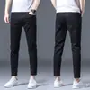 Jeans Cropped Preto Masculino Slim Fit Fino Primavera 2026, Drop Shipping de Peça Única