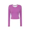 Roupas de Yoga de Novo Estilo para Mulheres, Cintura Franzida, Tops Fitness Justos, Bojos Fixos no Peito, Treino de Corrida com Mangas Longas, Secagem Rápida