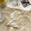 Ropa interior de seda de hielo dulce para niña, pura, sexy, con realce de cadera, transpirable, de cintura media, agradable para la piel, bragas rojas envolventes para mujer