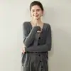 26 Cárdigan de Cachemir con Cuello en V para Mujer Nuevo de Otoño e Invierno, Chaqueta de Punto de Cachemir, Top Versátil, Suéter, Suéter de Punto