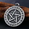 AliExpress Amazon joias Runas Nórdicas Letra Ruini Estrela de Cinco Pontas Caractere Colar de Aço de Titânio Masculino e Feminino