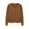 Cárdigan de punto bordado para mujer, de cuello redondo y manga larga, de corte holgado, suave y cómodo, adecuado para usar en capas o como prenda exterior en otoño e invierno.