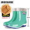 Botas de chuva grossas femininas para adultos até o meio da panturrilha, botas de água femininas da moda de verão com pelúcia até a panturrilha, botas de chuva femininas antiderrapantes, sapatos femininos impermeáveis