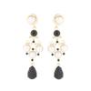 Nueva Moda Negro iu Mismos Aretes Cruz Aretes Largos de Perlas Pin de Plata S925 Aretes Combinables A008