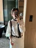Camisa Simple Estilo Coreano Lyocell Tencel para Mujer Otoño Temprano 2026, Versión Coreana Blusa de Cuello Redondo Estilo Vintage Francés Old Money