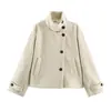 Atacado de fabricante de roupas femininas transfronteiriço 2026 outono novo moda casual estilo europeu e americano casaco curto com gola alta