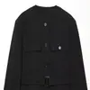 Ropa de otoño nueva para mujer estilo europeo y americano, temperamento vintage, simple y a la moda, chaqueta de cuello redondo, manga larga con cinturón