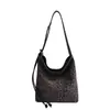 Bolso Cubo de Lujo con Pliegues y Estampado de Leopardo para Mujer, Otoño/Invierno 2026, Moderno, Versátil, para el Viaje Diario, Bolso de Hombro Cruzado