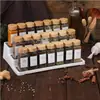 Amazon Cuadrado Tarro de Especias Pimienta Chile en Polvo Botella de Condimento Venta al por Mayor 120ml Tapa de Madera Tarro de Vidrio para Especias Fragante
