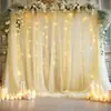 Cortinas de Malla de Gasa Transfronterizas para Bodas al Aire Libre, Cortinas para Celebración de Bodas, Venta al por Mayor con Luces de Cadena, Cortinas de Gasa para Montaje de Escena, Cortinas para Celebración de Bodas