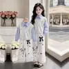 Conjunto de Dos Piezas de Moda para Niñas 2026: Sudadera de Manga Larga Estilo Universitario y Pantalones Casuales Anchos Sueltos