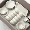 Juego de vajilla estilo japonés para uso doméstico, cuencos de cerámica bajo vidriado, cuencos para arroz, cuencos para sopa, platos, platos para pescado, caja de regalo de vajilla de cerámica