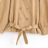 Ropa de Mujer Transfronteriza Primavera y Otoño 2026 Moda Europea y Americana Gabardina de Doble Botón Holgada de Cuello Alto con Cinturón para Mujer A77055
