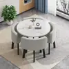 Conjunto Simples de Mesa e Cadeiras para Reunião, Recepção, Negociação, Lazer, Mesa Redonda para Recepção de Convidados, Uso Comercial, Adequado para Lojas de Chá de Leite e Sobremesas