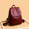 Mochila Feminina Estilo Novo 2026 Couro PU Grande Capacidade Mochila Casual Fashion Simples com Tampa Flip-Top Bolsa de Viagem Escolar para Mulheres
