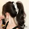Presilha de cabelo tipo banana de tecido, simples e volumosa, tamanho grande, adequada para o trajeto diário, estilo gentil e despojado, presilha de cabelo vertical de acrílico