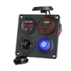 Cargador de Coche 12V Modificado con Interruptor, Voltímetro, QC y Tipo-C, Carga Súper Rápida de 66W para Panel de Barco, Camión