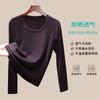Camiseta de Manga Larga con Cuello en U [Lino Tencel] para Mujer, Nueva Camisa de Aire Acondicionado, Top Ligero y Transpirable de Lino Copo de Nieve, Cubierta Protectora Solar