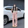 Pantalones Casuales de Pierna Ancha Combinan con Todo Jeans para Mujer Forma de Pera Rosa Sucio 2025 Moda Cargo Cintura Alta