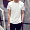 Camiseta de Verano de Algodón Lino de Manga Corta para Hombre Talla Grande Suelta de Media Manga Camiseta para Hombre Estilo Chino Marca de Moda Lino Cuello en V Top Ropa