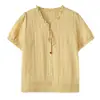 Blusa de Lino y Gasa con Volantes Dulce Talla Grande para Mujer Inno 2026 Camisa Casual de Verano Estilo Oficina 254943