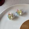 Primavera y Verano Nuevos Aretes de Flores Coloridos Dopamina para Mujer Dulces Franceses de Diseño Nicho de Alta Gama Aretes Manguito para la Oreja