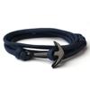 Pulsera de Moda Negra de Estilo Marino con Ancla, Tejida a Mano, Multicapa de Nylon para Hombres y Mujeres