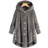Amazon eBay 2025 Invierno Nueva Moda Ropa para Mujer Europea y Americana Botones Felpa Top Irregular Tendencia Marca Color Sólido Abrigo