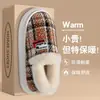 Chinelos de algodão com sola grossa para mulheres, de inverno, com salto total, cano alto, de pelúcia, quentes, para casal, para interior, casa, sapatos de algodão para o inverno