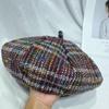 Boina de lunares de colores de gánsteres retro japoneses para niños, otoño e invierno, pequeño pintor literario, sombrero de calabaza, sombrero de capullo, marea