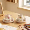 Mini juego de té de kung fu de gatito de dibujos animados de cara redonda, divertido juguete de juego de simulación, exquisito adorno de decoración de escritorio