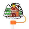 Série Quente de Natal Transfronteiriça PVC Macio 10MM Tampa de Palha Decoração à Prova de Poeira Desenho Animado Plugue de Palha Não Descartável