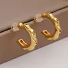 Design de Nicho Francês Textura Martelada Retrô Banhado a Ouro Zircônia Diamante Cintilante Simples para Uso Diário Brincos Brincos