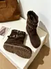 Botas de moda Boken confortáveis botas curtas emagrecedoras bico redondo 2026 aumento de altura oculto feminino outono fivela retrô versátil novo estilo
