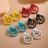 Pendientes grandes, redondos y exagerados de colores, de estilo europeo y americano, con personalidad de moda, temperamento, metal, geométrico, retro, estilo frío, para mujer
