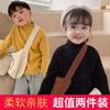 [em estoque outono e inverno novo gola alta meia versão coreana de suéter para meninos e meninas bebê cor sólida estilo estrangeiro suéter versátil para se aquecer