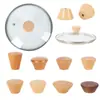 Olla de Madera Maciza Personalizada Tapa de Rosca con Asa de Torcedura Tapa Superior de Bola para Tapa de Olla Cabeza de Tapa de Olla Acero Inoxidable Universal Tapa de Vidrio Bolas Varios Estilos