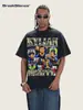 2026 Verão Transfronteiriço Mbappe Nova Camiseta High Street Americana Estampa de Flocos de Neve Retrô Unissex Casual Manga Curta