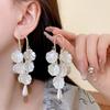 Agulha de prata pérola gota pétala de cristal borla brincos francês elegante elegante elegante brincos de nicho moda todos os brincos