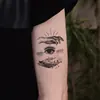 Pegatinas de Tatuaje de Estilo Oscuro Psicodélico de Personalidad de Ojo Único Doble Mano de Alta Gama Europeas y Americanas Más Vendidas Transfronterizas