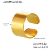 Anel Misterioso Largo Esmaltado Vento Frio Simples Aberto Aço Inoxidável Revestido PVD Ouro 18K Genuíno Anel de Dedo Alimentar