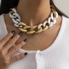 Joyería transfronteriza europea y americana exagerada punk geométrica de una sola capa collar para hombres y mujeres tendencia de moda color mixto collar de cadena gruesa