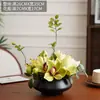 Mesa de centro floral simulada de lujo de alta gama, mesa de comedor para sala de estar, adornos de flores artificiales, jarrón geométrico creativo, decoración de hotel, arreglo floral