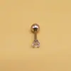 Brincos de Tarraxa Redondos com Zircônia de Quatro Garras Soldados no Atacado para Mulheres, Brincos de Piercing Corporal de Aço Inoxidável Estilo Coreano, Pequenos Estilo Chanel