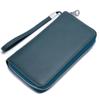 Billetera Personalizada Estilo Acordeón RFID con Múltiples Ranuras para Tarjetas, Clutch de Cuero Genuino, Billetera Larga Simple de Color Puro para Hombres y Mujeres