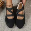 Um Par de Sapatos Mary Jane Confortáveis com Sola Macia e Tira Cruzada para Mulheres, Sapatos com Velcro para o Trabalho Artístico e Moda Casual