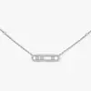 Collar Grande Deslizante Tres Diamantes Versión Alta Meijia con Colgante de Diamantes Completos, Mismo Estilo que Gong Jun, Elegante Cadena para Clavícula