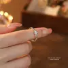 Anillo Fino de Plata de Ley S999 con Círculo Abierto y Flor para Mujer Moda Estilo Coreano Simple Ins Anillo Sencillo de Plata para Dedo Índice Versátil